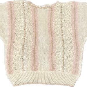 Vintage Knit Sweater Size L Cream Pink Twee Granny Cottagecore